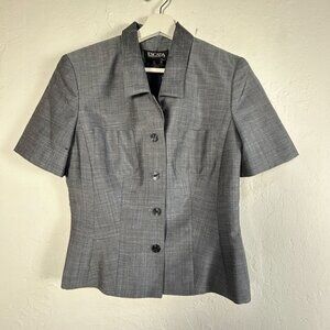 Escada Margaretha Ley Womens Gray Wool-Blend Short Sleeve Blazer Jacket Size 36